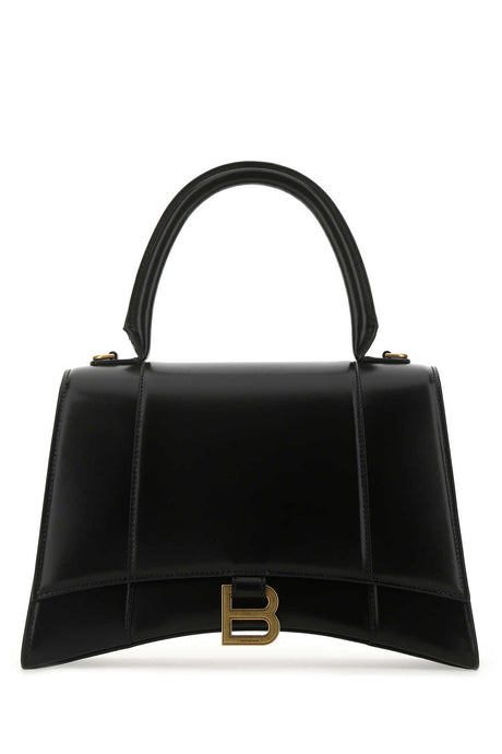 BALENCIAGA Medium Hourglass Handbag - Chic Black Leather Design