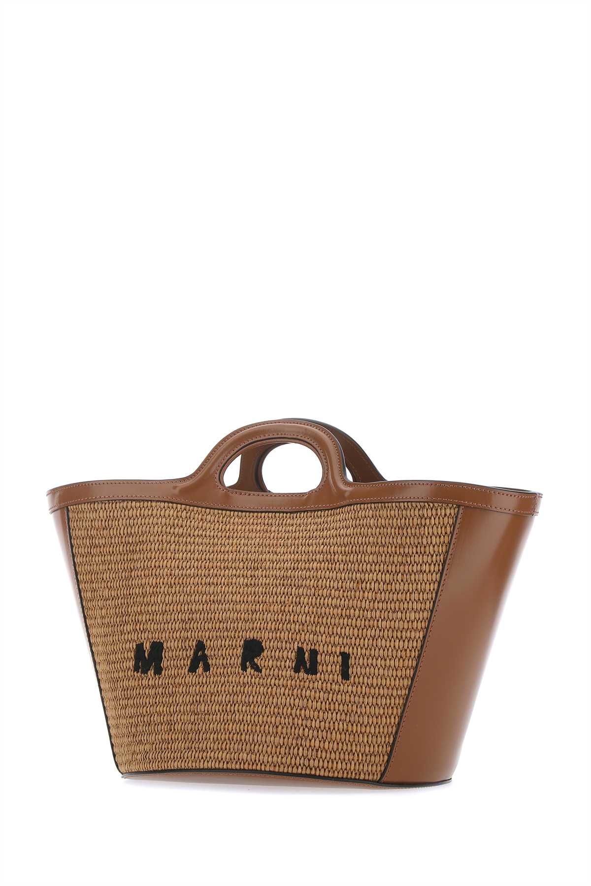 MARNI Mini Two-tone Leather and Raffia Tropicalia Summer Handbag