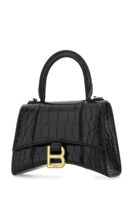 BALENCIAGA Mini Black Leather Hourglass Handbag