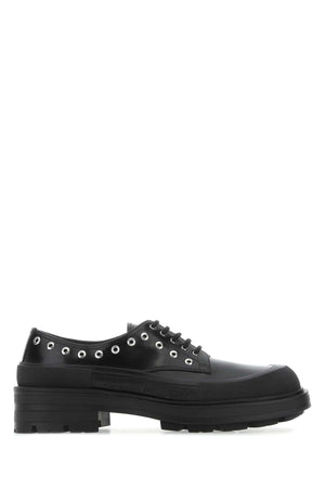 ALEXANDER MCQUEEN Stylish Black Leather Lace-Up Shoes