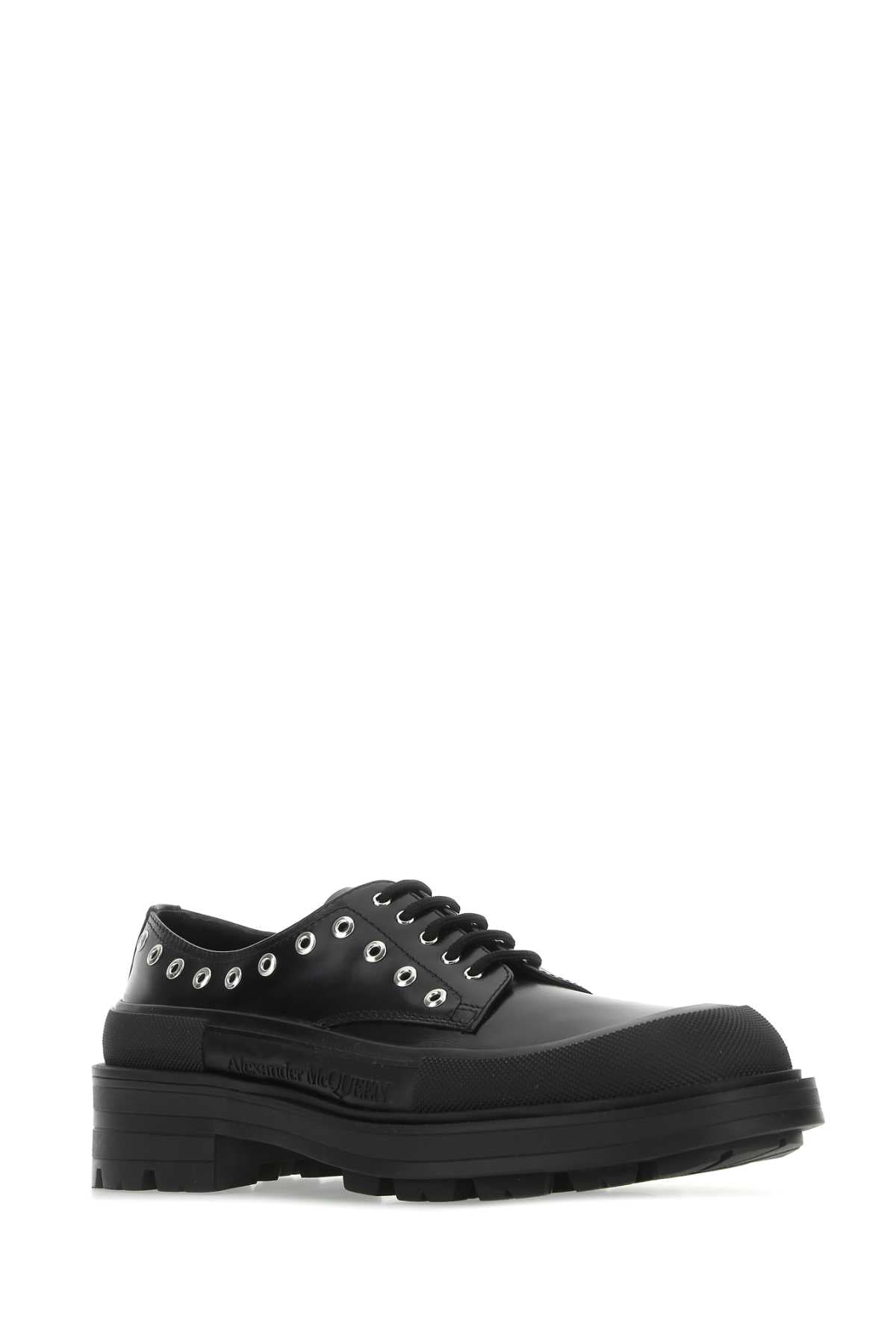 ALEXANDER MCQUEEN Stylish Black Leather Lace-Up Shoes