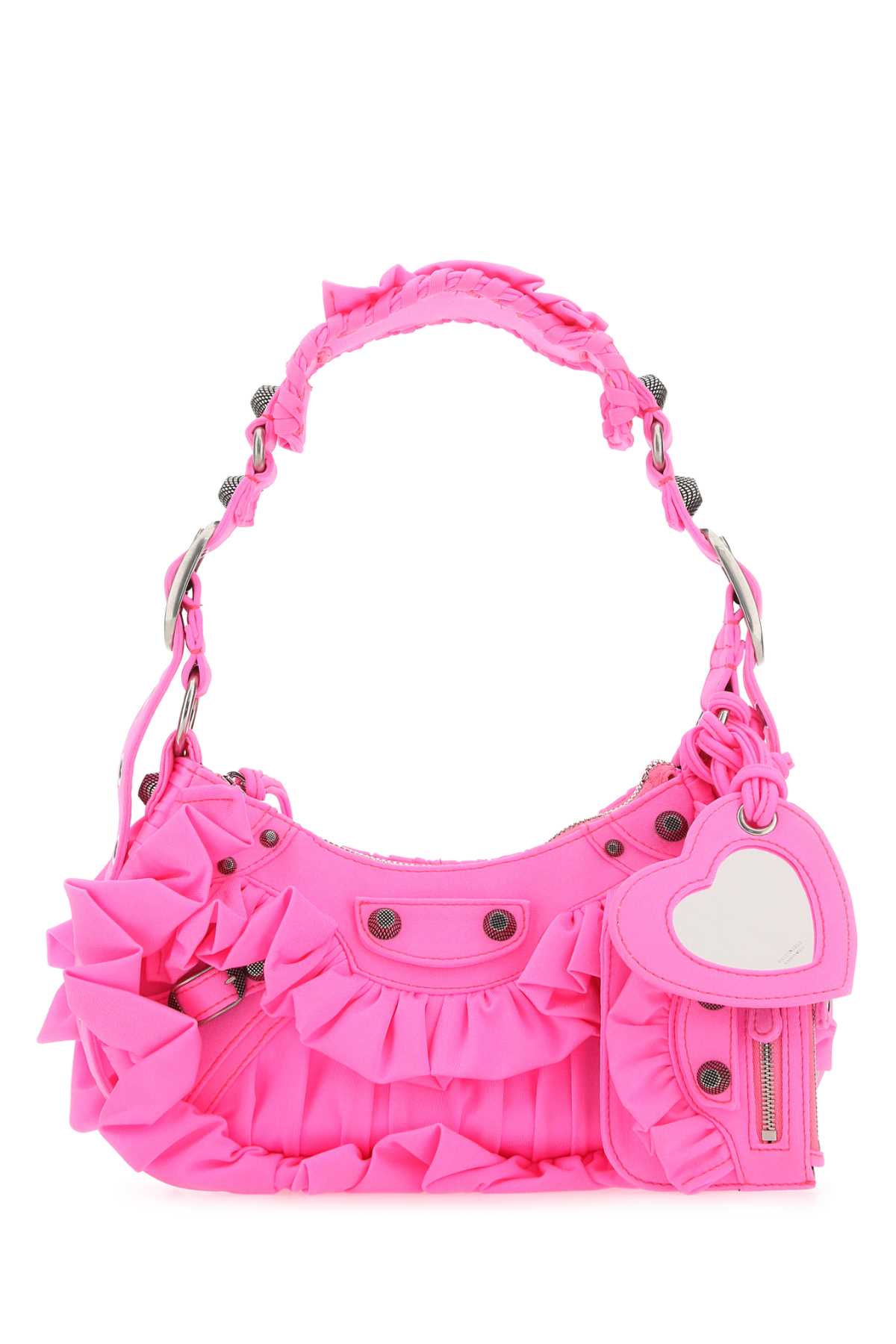 BALENCIAGA Mini Fluo Pink Fabric Shoulder Handbag