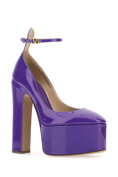 VALENTINO GARAVANI Purple Leather Tan-Go Mini Pumps with 16 cm Heel