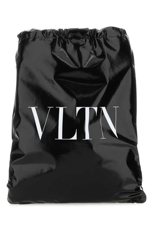 VALENTINO GARAVANI Stylish Black Leather VLTN Sack Backpack - 38 cm x 50 cm