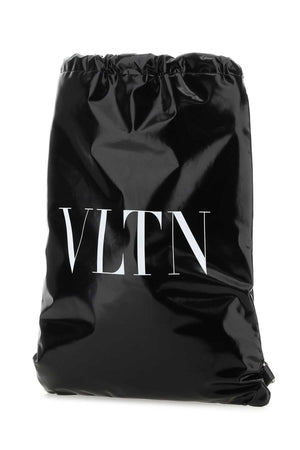 VALENTINO GARAVANI Stylish Black Leather VLTN Sack Backpack - 38 cm x 50 cm