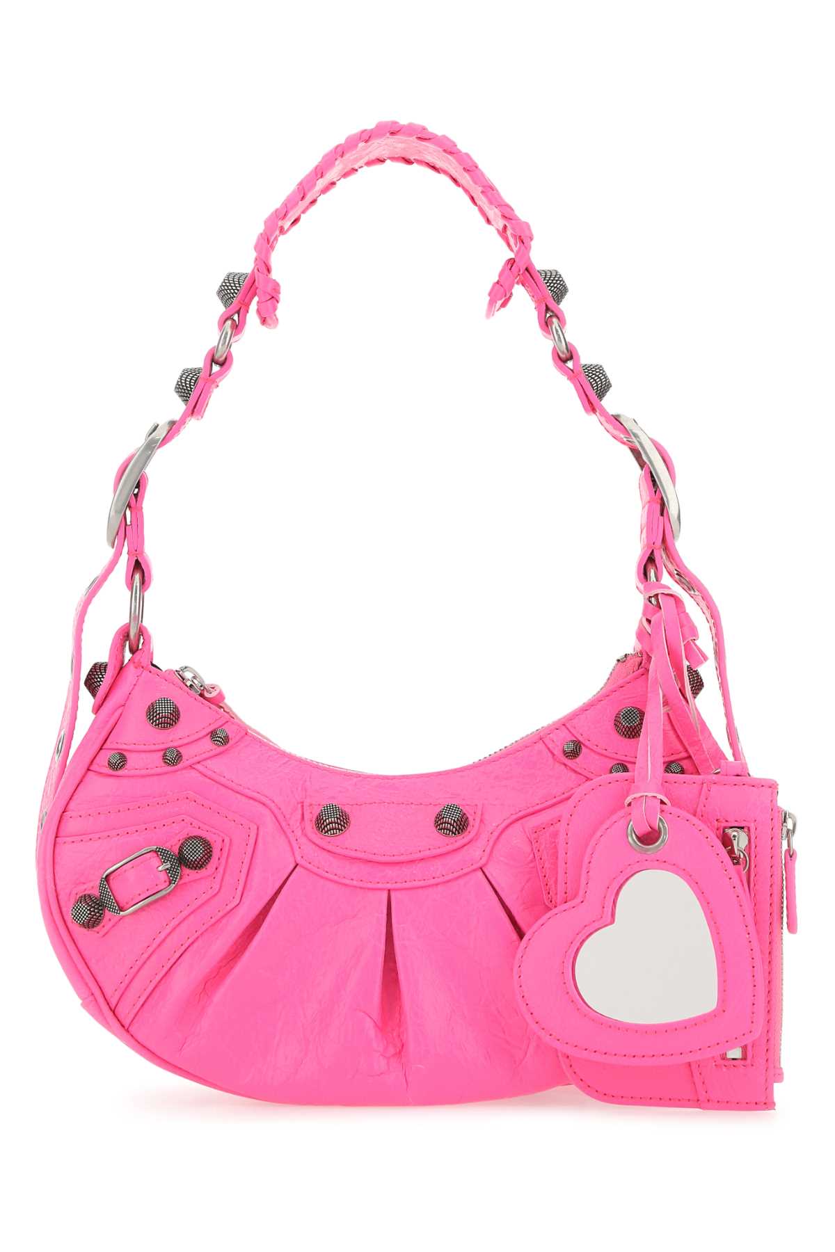 BALENCIAGA Mini Fluo Pink Nappa Leather Shoulder Handbag