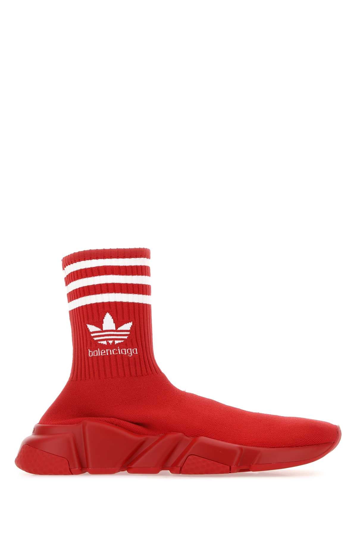 BALENCIAGA Red Tech Knit Speed Sneakers for Women