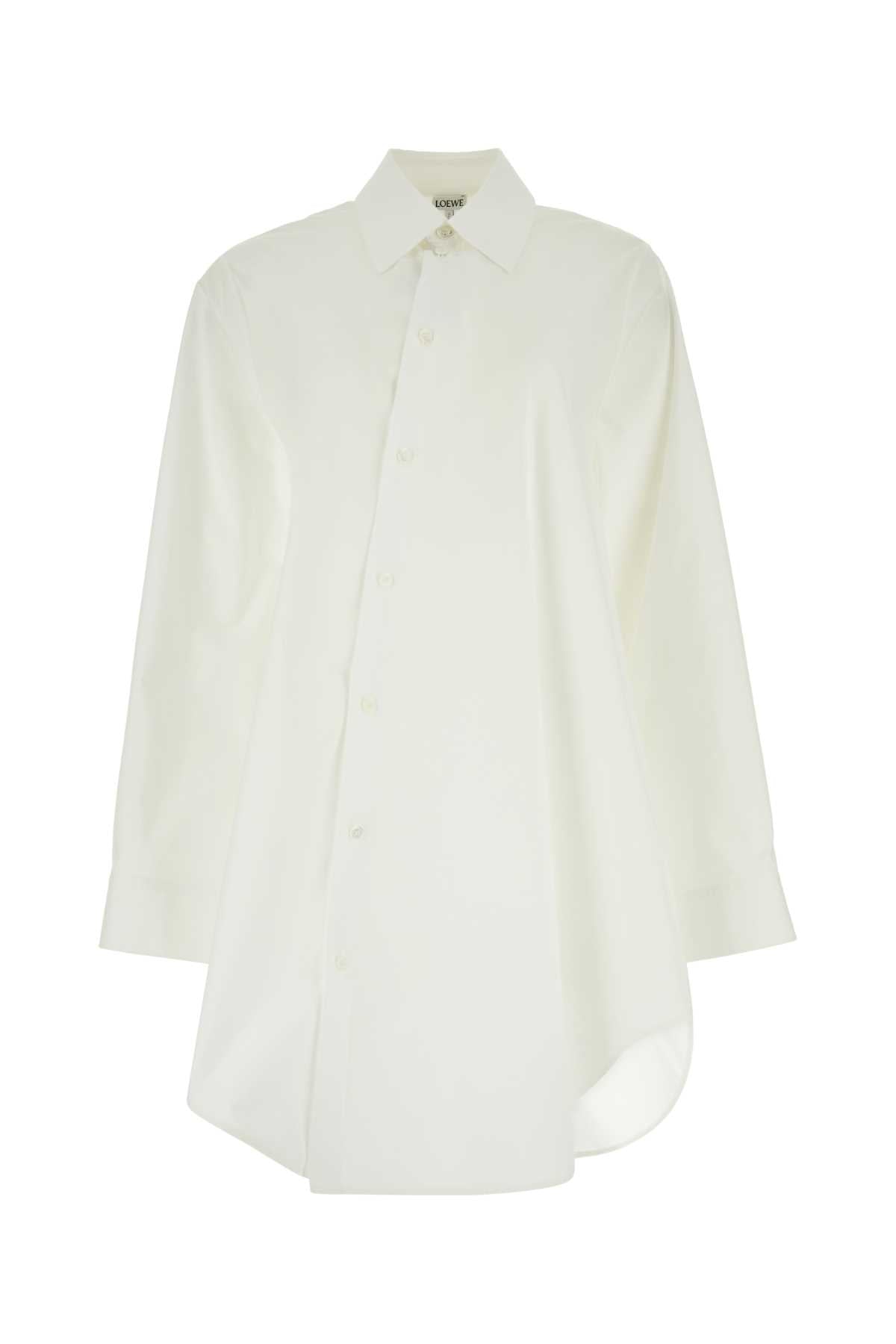 LOEWE Effortless White Poplin Mini Shirt Dress for Women