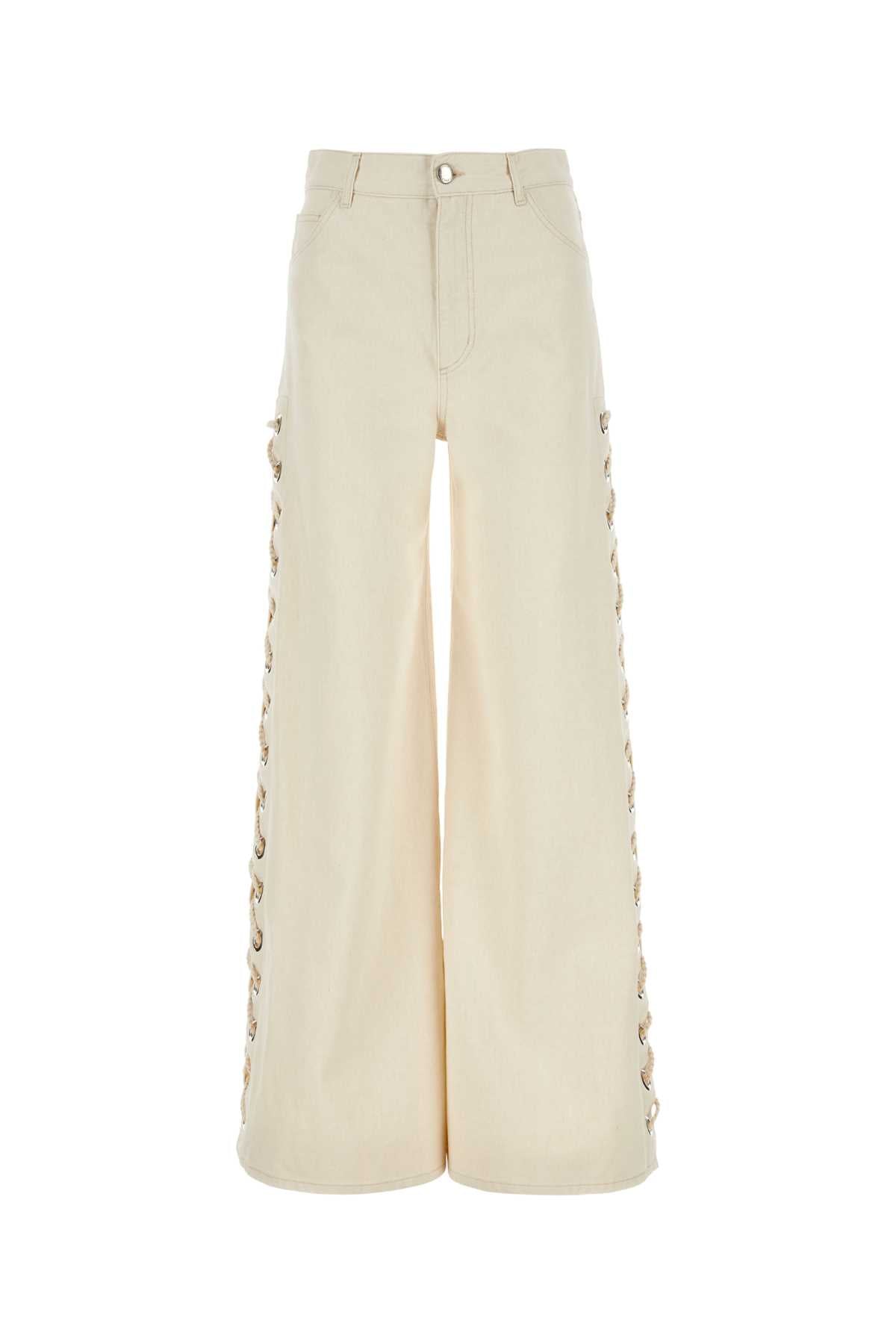 CHLOE Ivory Wide-Leg Denim Jeans for Women