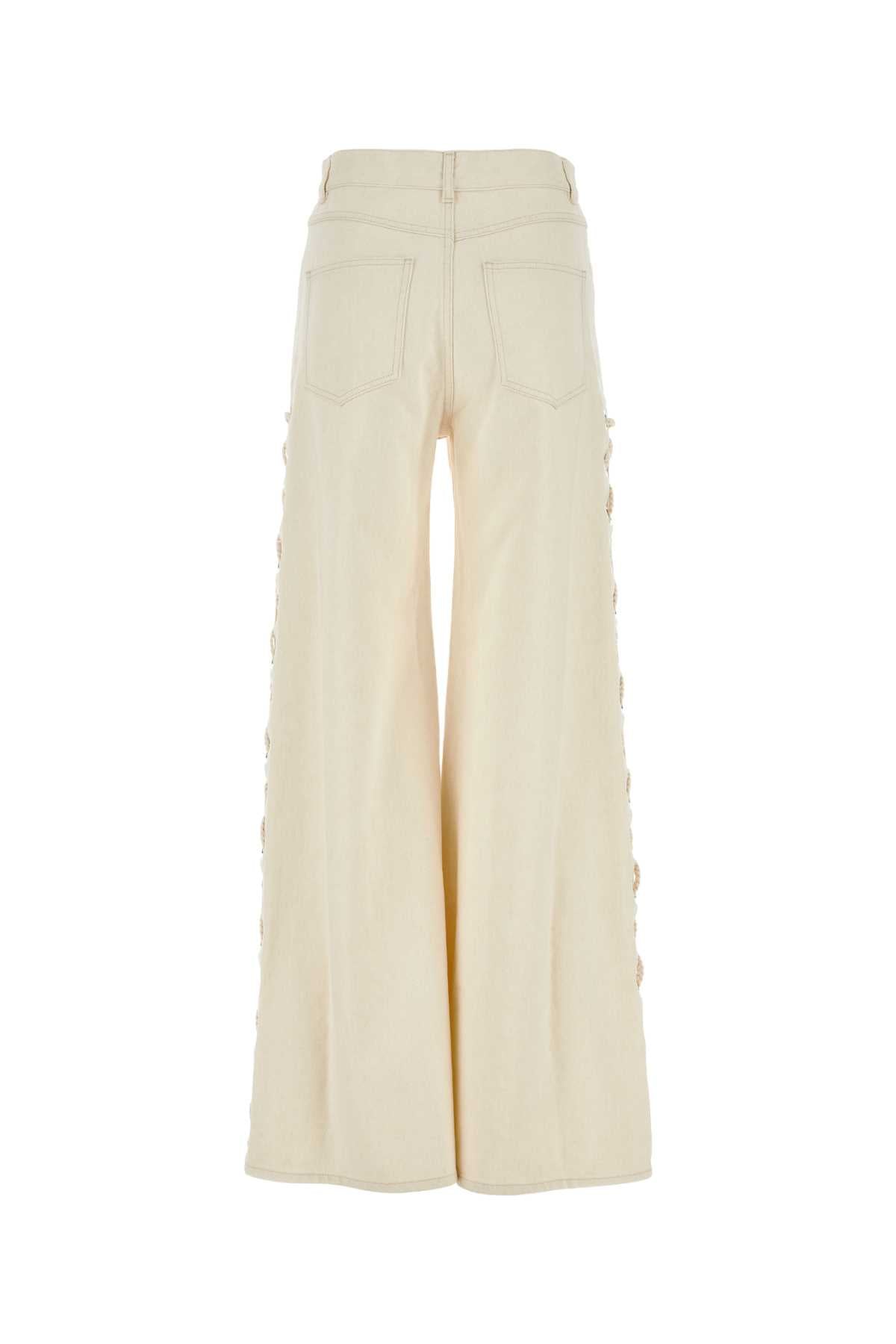 CHLOE Ivory Wide-Leg Denim Jeans for Women