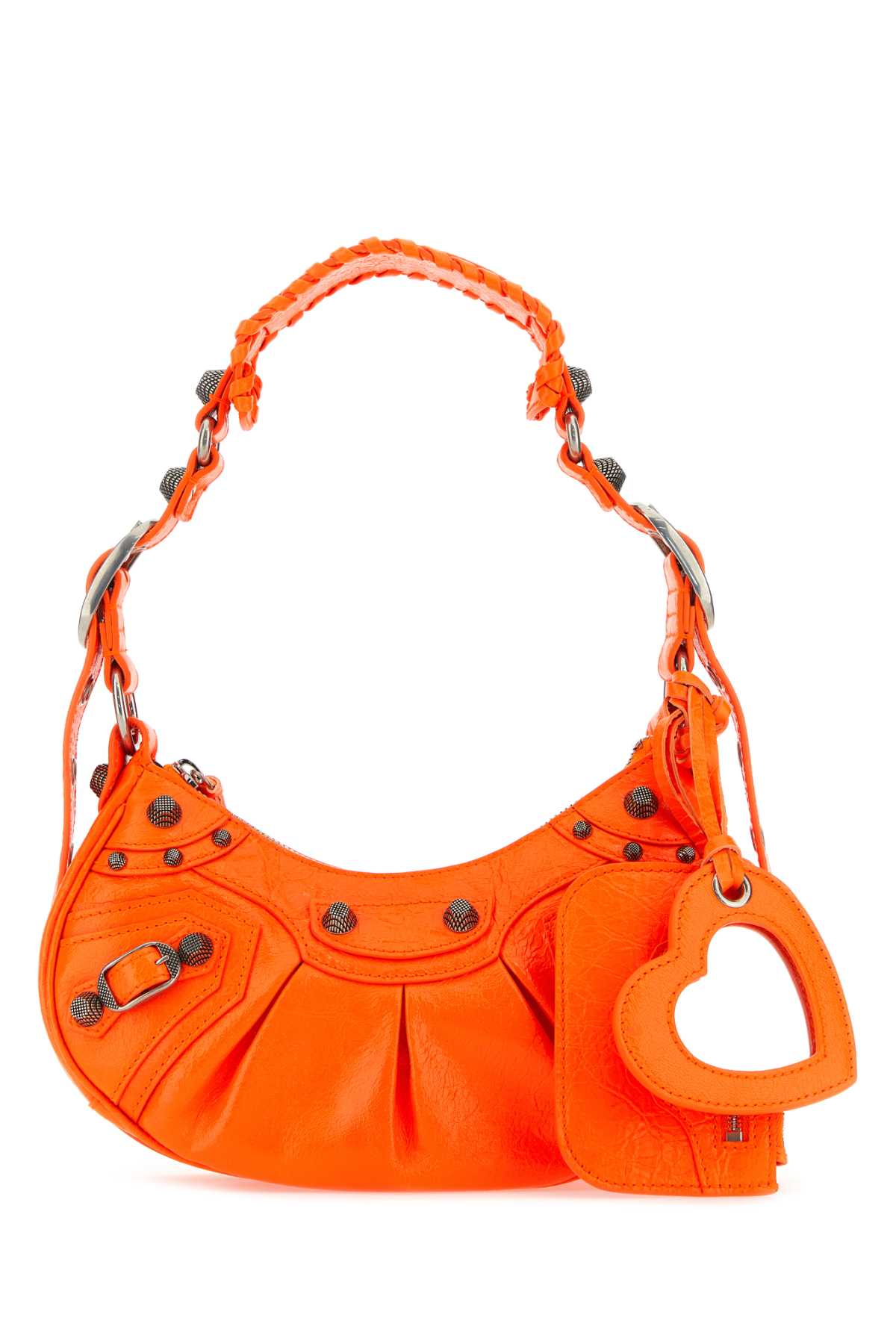 BALENCIAGA Mini Fluo Orange Leather Shoulder Handbag