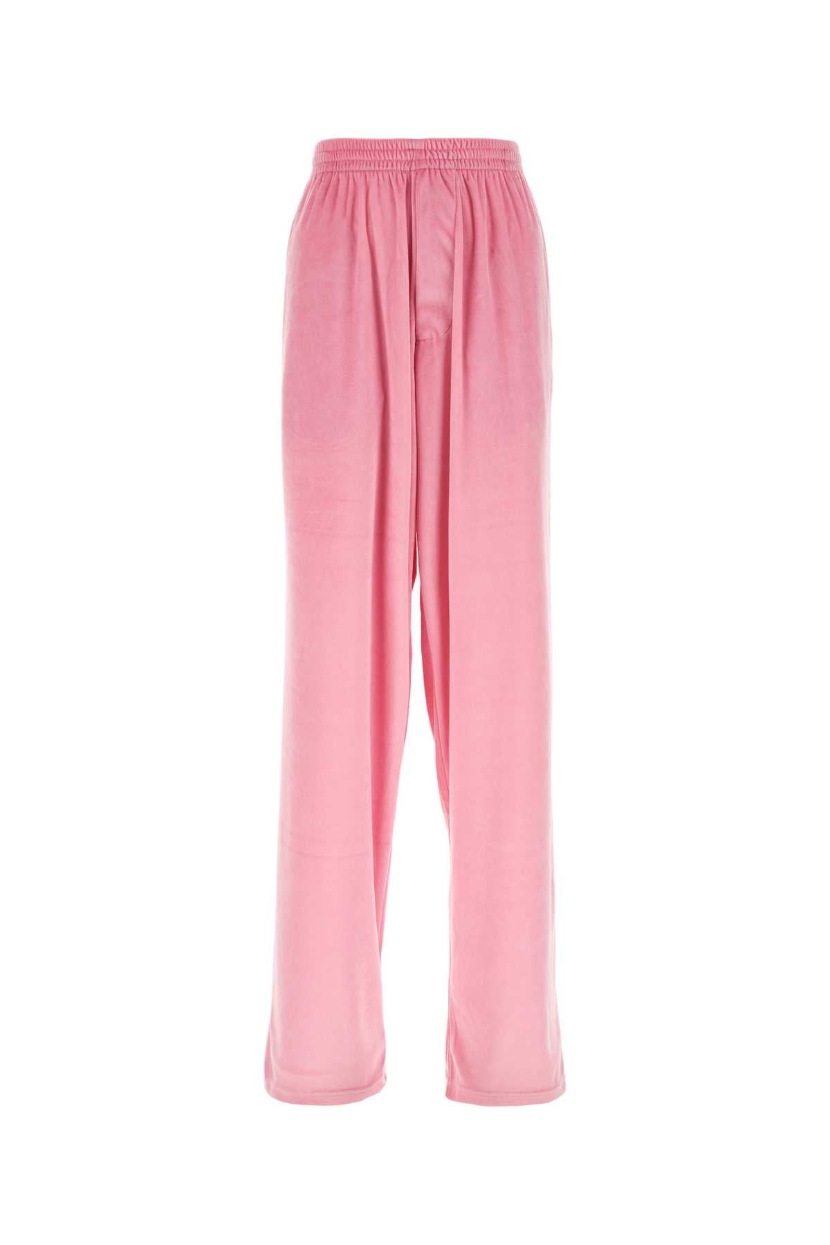 BALENCIAGA Pink Baggy Velvet Pants for Women