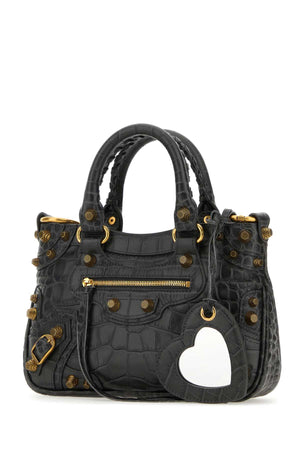 BALENCIAGA Mini Charcoal Leather Handbag