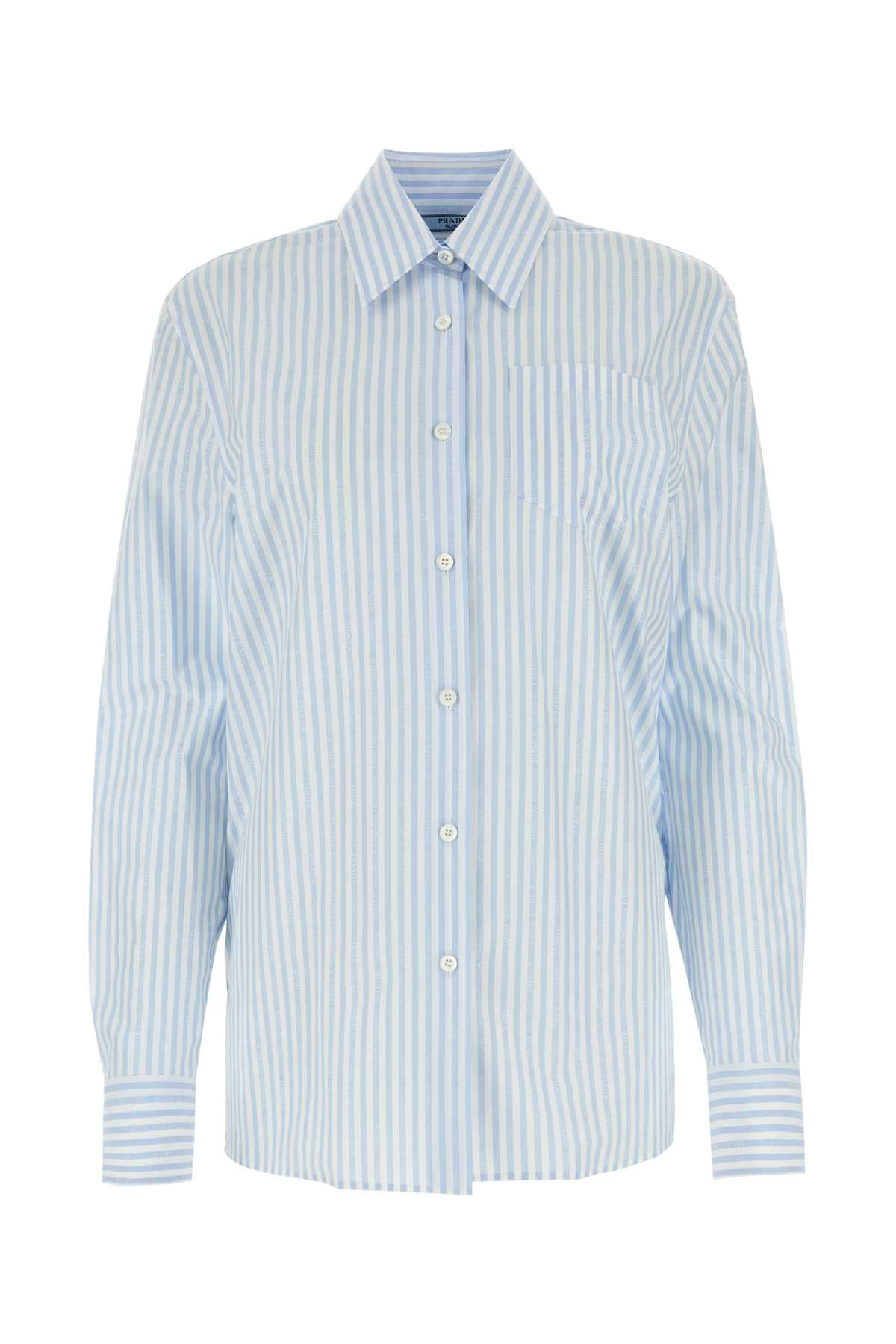 PRADA Embroidered Striped Poplin Shirt for Women