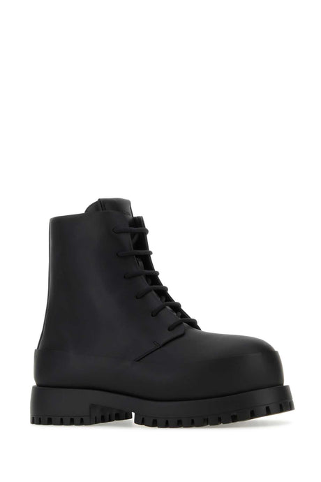 SALVATORE FERRAGAMO Classic Black Leather Ankle Boots for Men