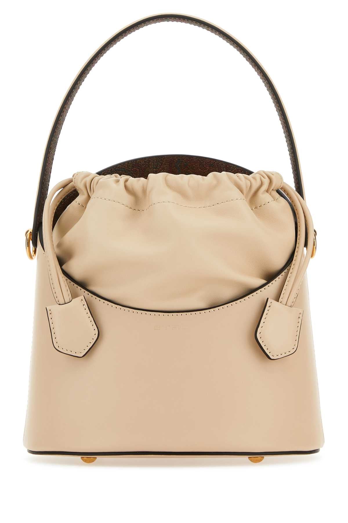 ETRO Ivory Leather Saturno Mini Bucket Handbag