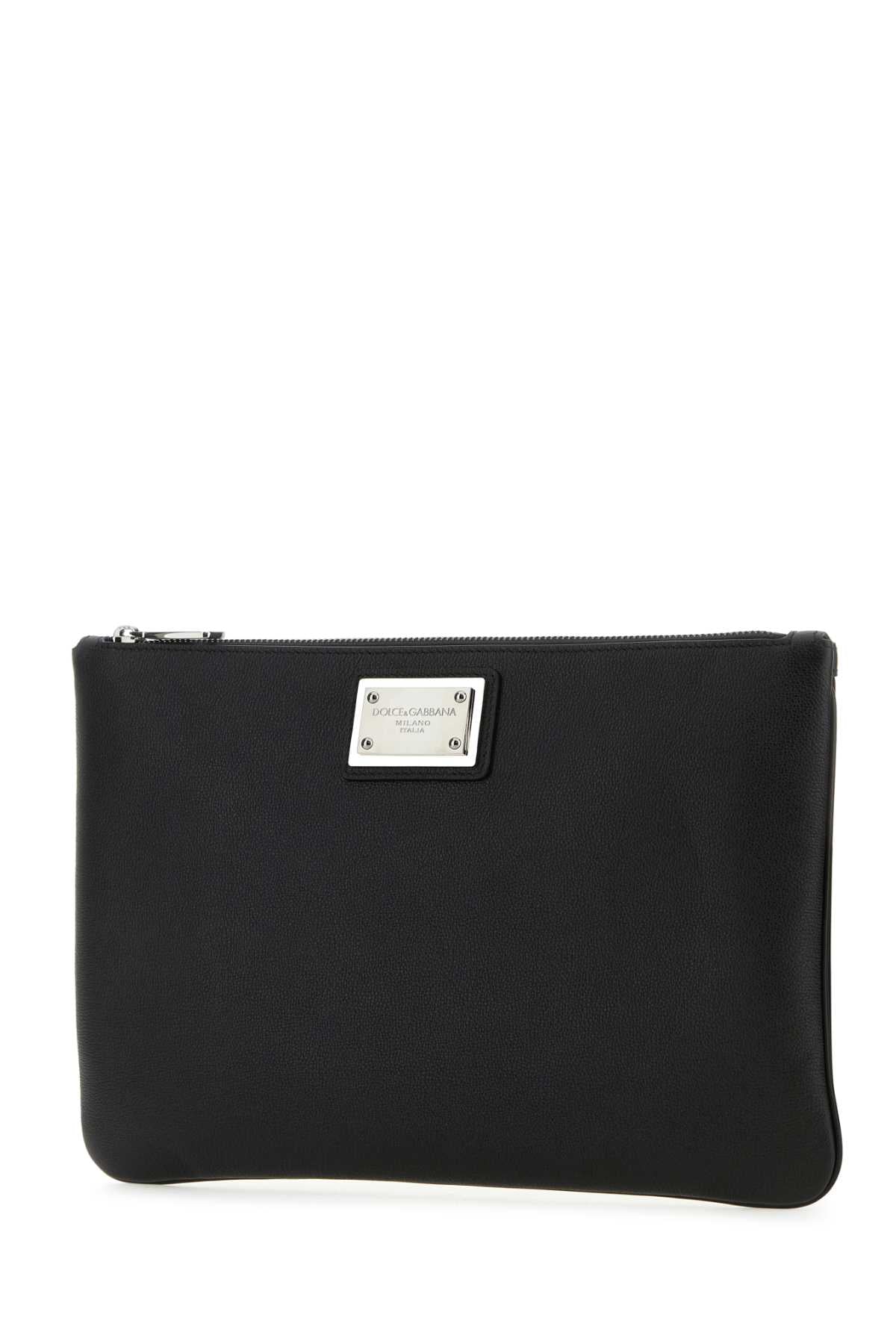 DOLCE & GABBANA Sleek Black Mini Pouch Handbag - 30 cm x 20 cm