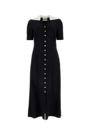 MIU MIU Chic Black Crepe Shirt Dress