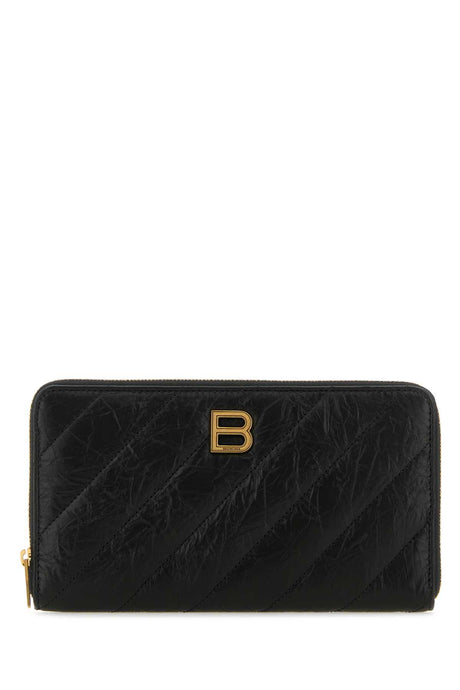 BALENCIAGA Stylish Black Leather Wallet - 19 cm x 11 cm