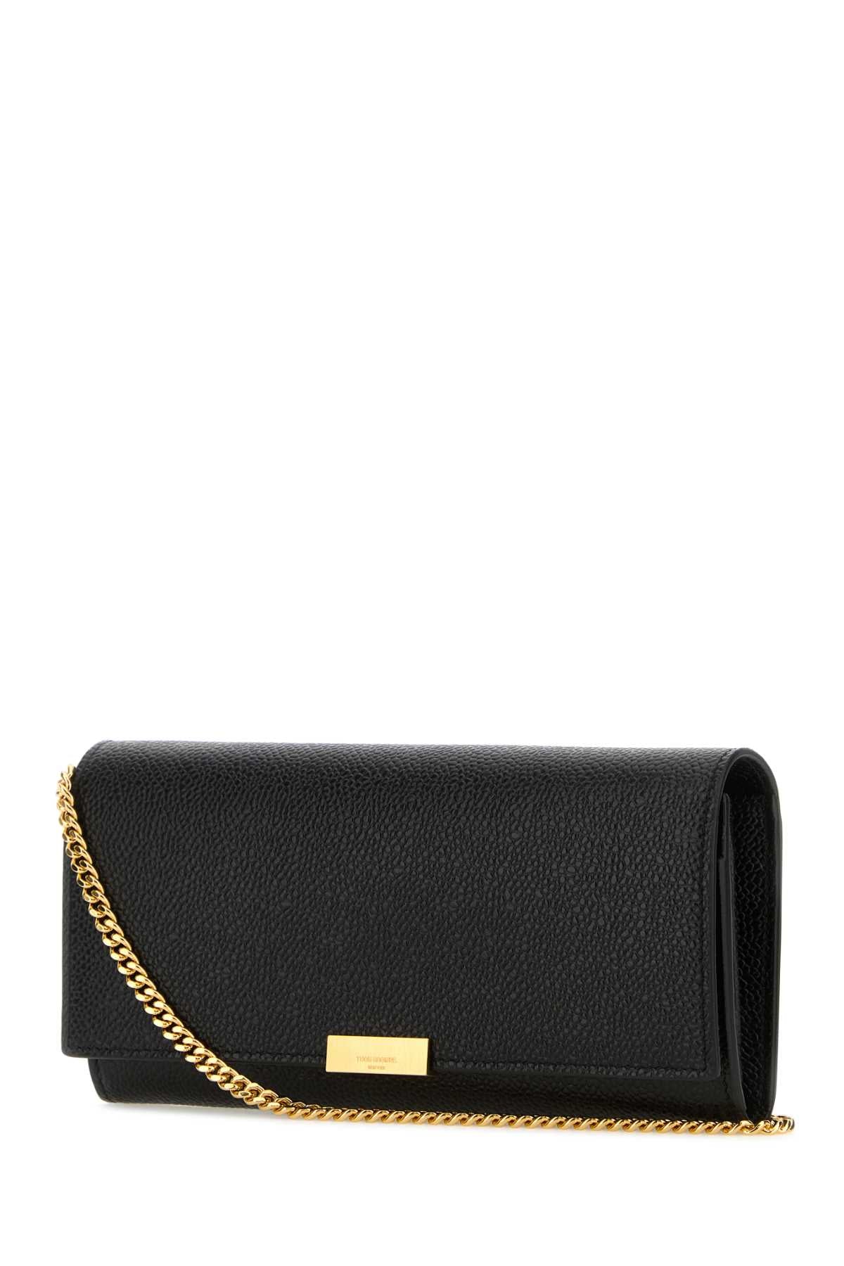 THOM BROWNE Mini Pave Wallet - Classic Black Leather