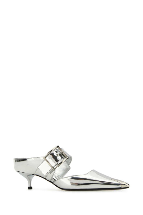 ALEXANDER MCQUEEN Silver Leather Punk Pumps with 4 cm Heel Height