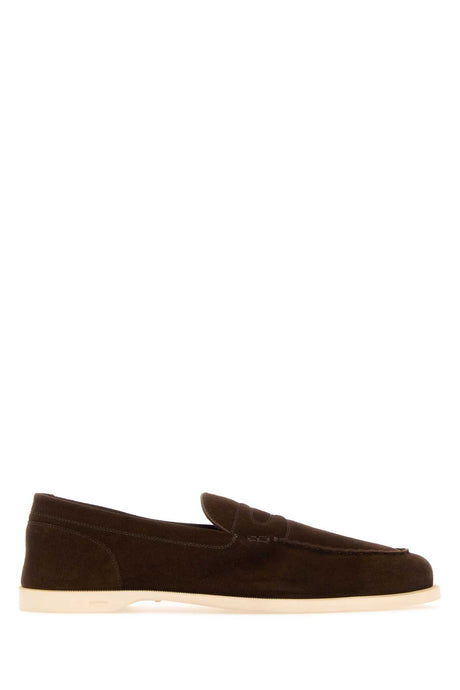 JOHN LOBB Chocolate Suede Pace Loafers for Men