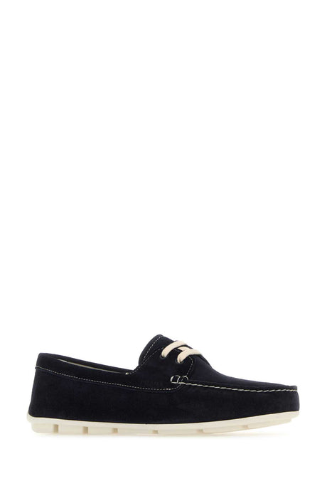 PRADA Midnight Blue Suede Driver Loafers for Women