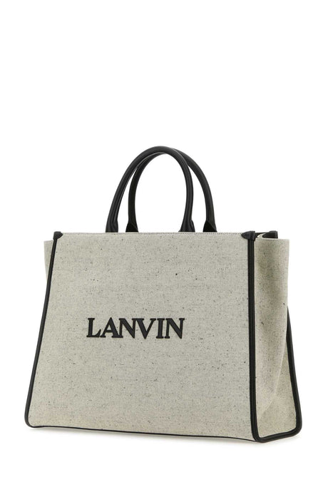 LANVIN Melange Grey Cotton Blend Medium In & Out Shopping Handbag