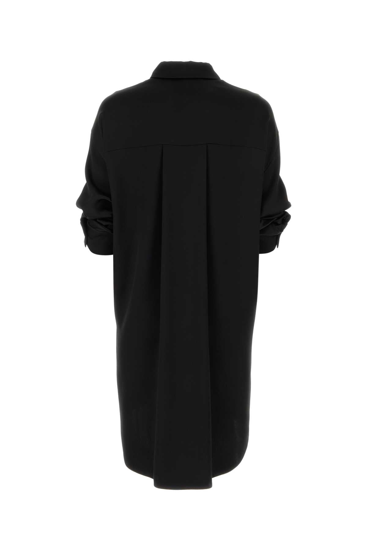 LOEWE Elegant Black Satin Shirt Dress