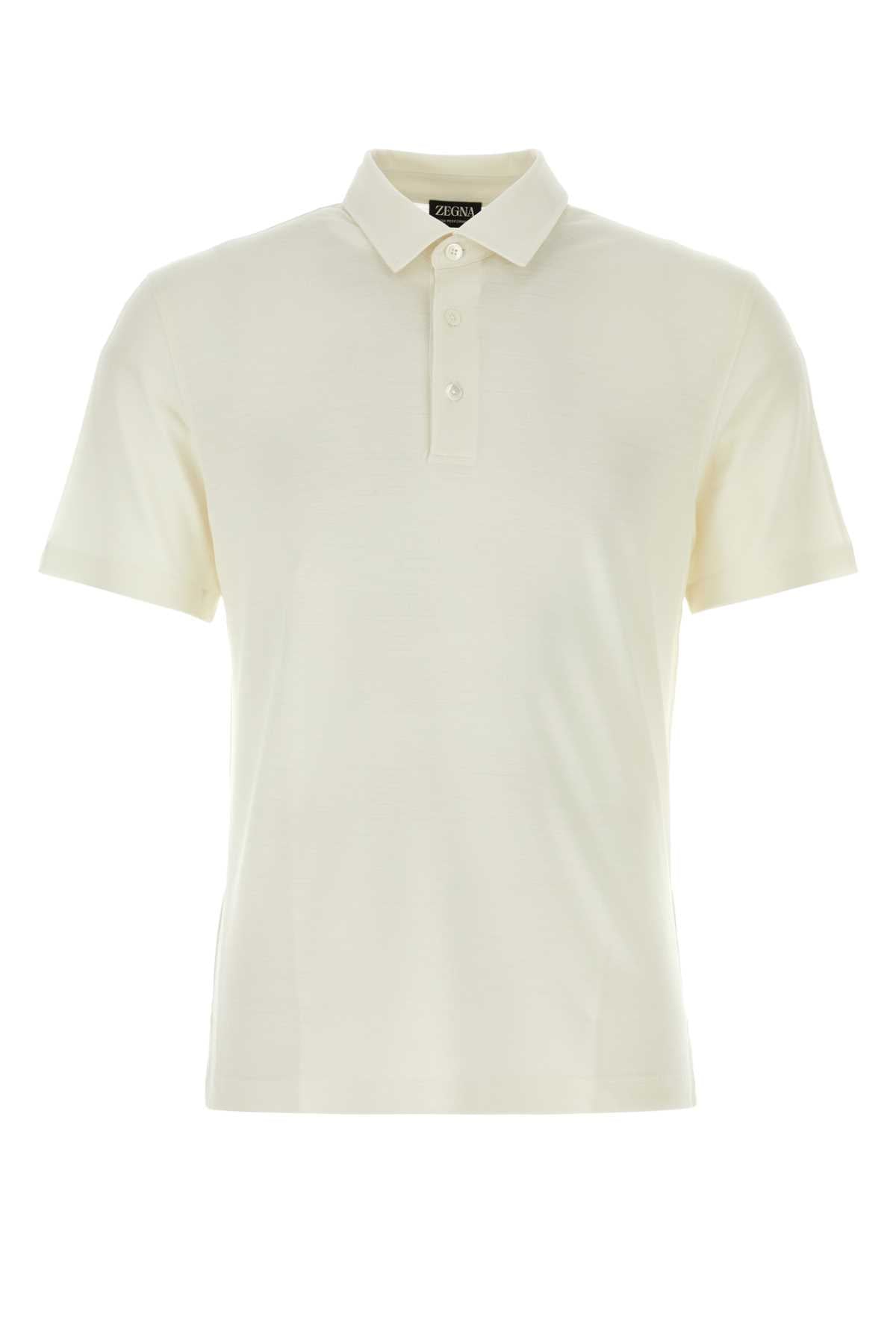 ZEGNA Casual Ivory Piquet Polo Shirt for Men