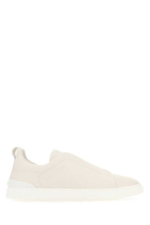 ZEGNA Ivory Leather Slip-Ons for Men