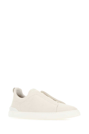 ZEGNA Ivory Leather Slip-Ons for Men