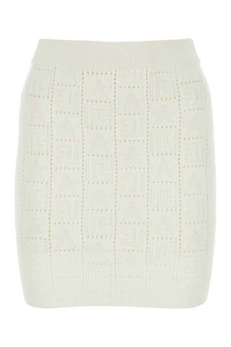 BALMAIN Chic Ivory Viscose Blend Mini Skirt for Women