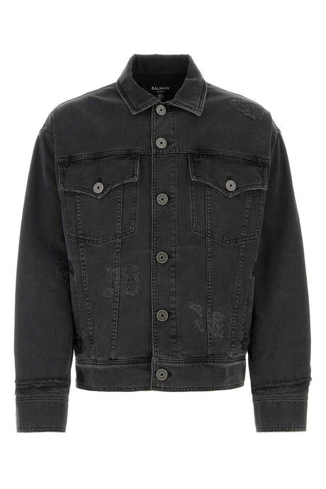 BALMAIN Men's Classic Black Denim Jacket