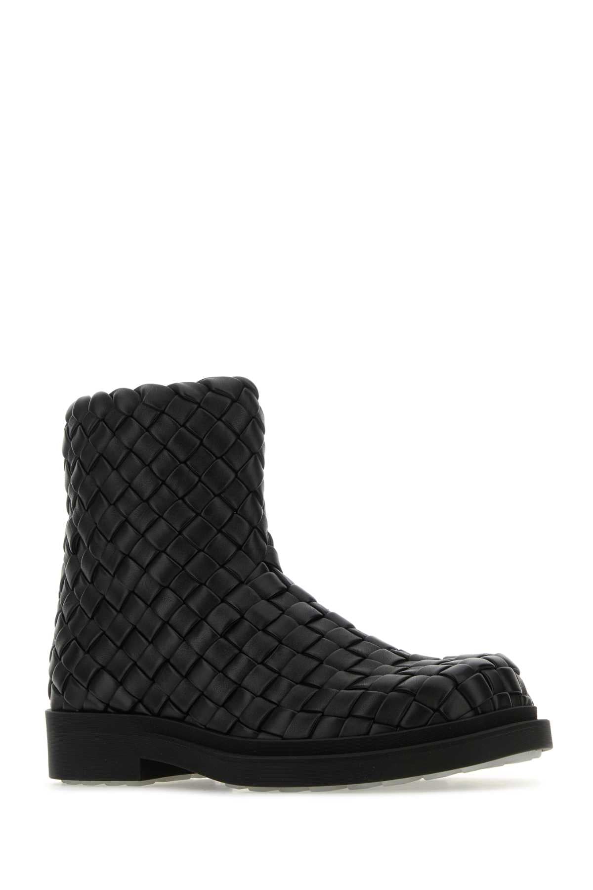 BOTTEGA VENETA Black Leather Ankle Boots for Men