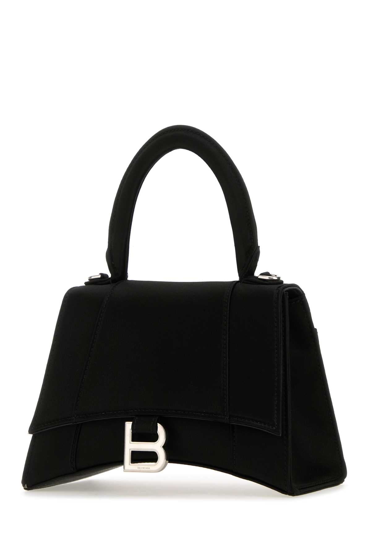 BALENCIAGA Mini Black Satin Hourglass Handbag