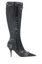 BALENCIAGA Printed Nappa Leather Cagole Boots with 9 cm Heel Height