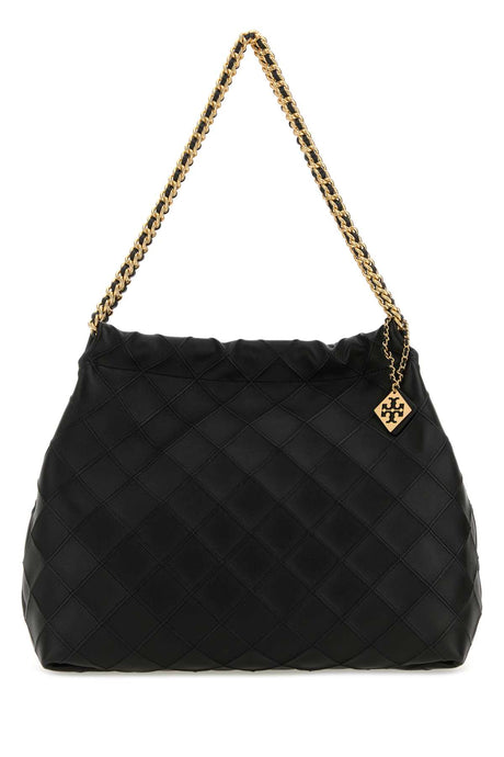 TORY BURCH Mini Black Leather Fleming Shopping Handbag