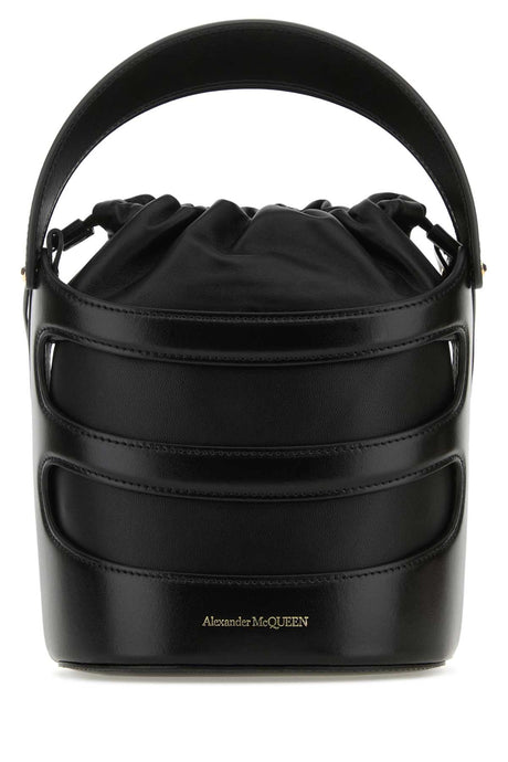 ALEXANDER MCQUEEN Mini Black Leather Bucket Handbag