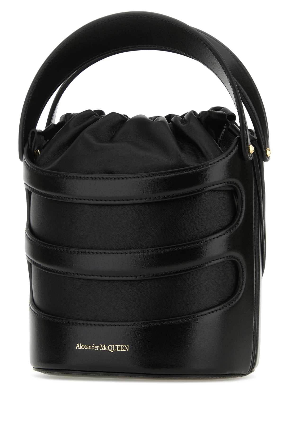 ALEXANDER MCQUEEN Mini Black Leather Bucket Handbag