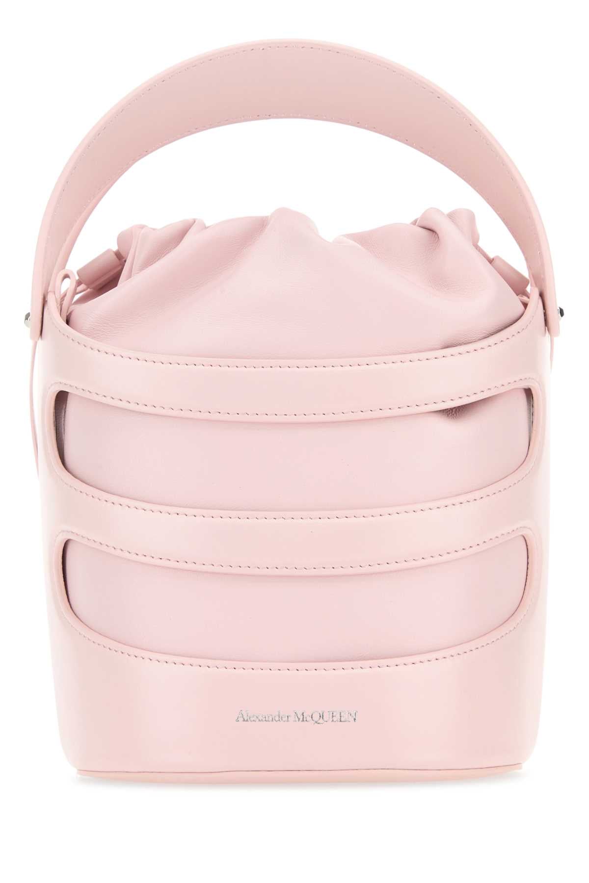 ALEXANDER MCQUEEN Mini Pastel Pink Leather Bucket Handbag