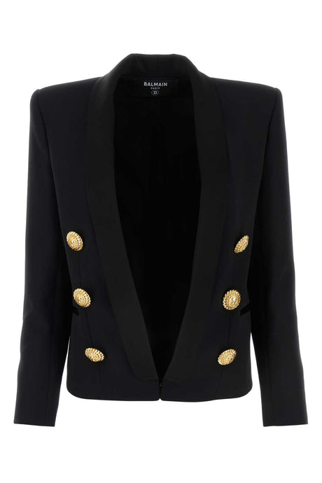 BALMAIN Chic Wool Blazer for Women - Stylish Black Outerwear