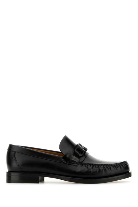 SALVATORE FERRAGAMO Classic Black Leather Fort Loafers for Men