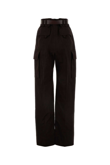 SAINT LAURENT Chic Dark Brown Gabardine Cargo Pants for Women