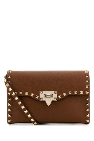 VALENTINO GARAVANI Mini Rockstud Brown Leather Crossbody Handbag