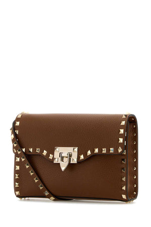 VALENTINO GARAVANI Mini Rockstud Brown Leather Crossbody Handbag