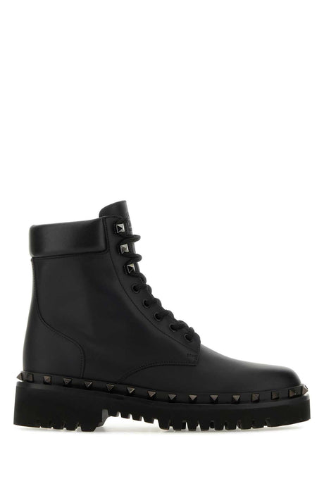 VALENTINO GARAVANI Rockstud Ankle Boots - Classic Black Leather Style