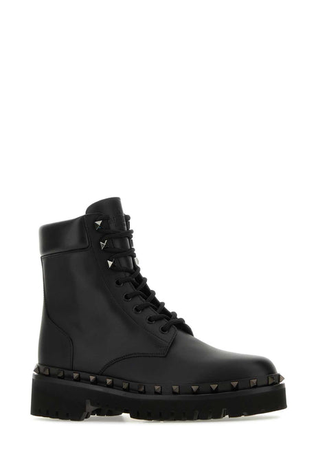 VALENTINO GARAVANI Rockstud Ankle Boots - Classic Black Leather Style