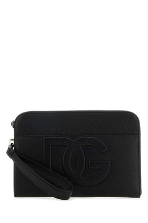 DOLCE & GABBANA Mini Leather Pouch Handbag - 27 cm x 18 cm