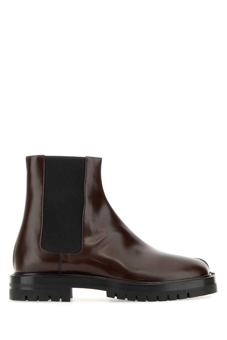 MAISON MARGIELA Burgundy Leather Tabi County Chelsea Ankle Boots - Stylish Fit